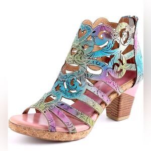Colorful Women's Cutout Heeled Sandals